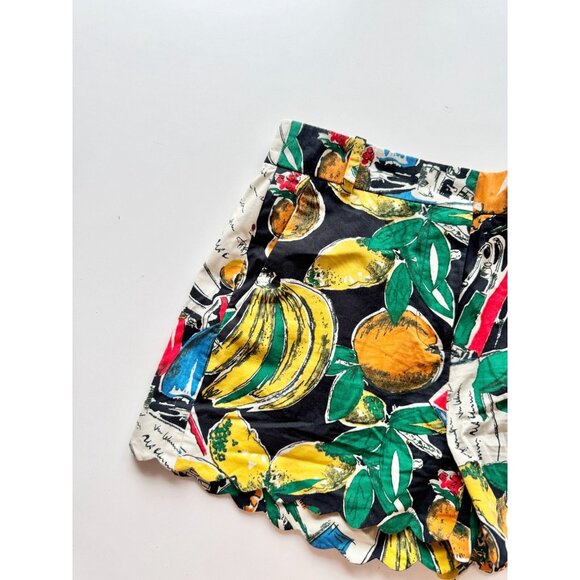 J CREW Postcard Fruit Print Cotton Poplin Scalloped Chino Shorts, Size 00 - Picture 2 of 10